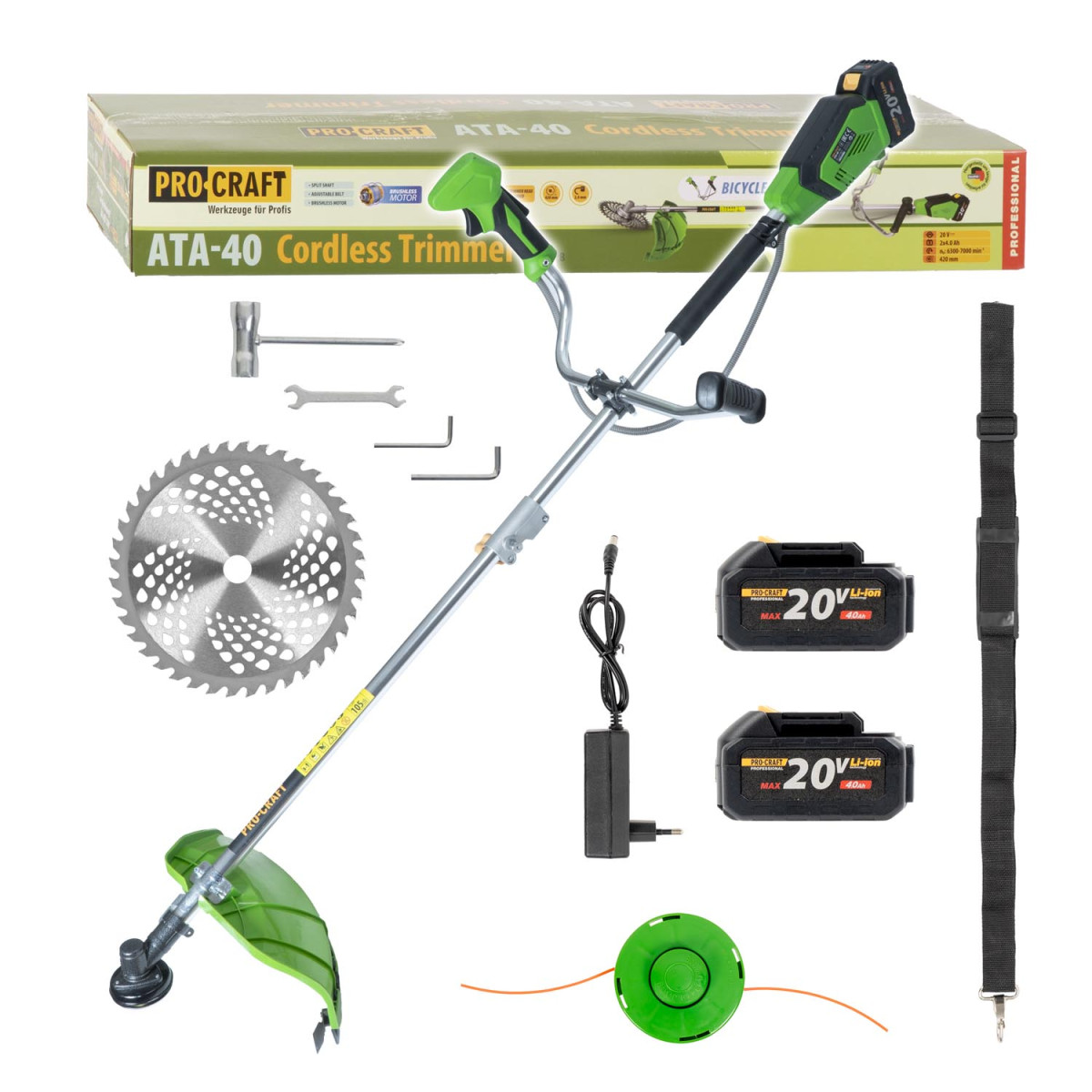 Procraft ATA-40C aku křovinořez obouruční rukojeť (řidítka)