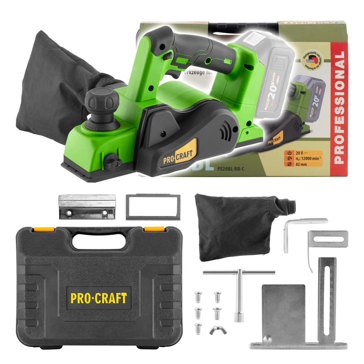 Procraft PE20BLbb aku hoblík  PE20BL (bez baterie a nabíječky)