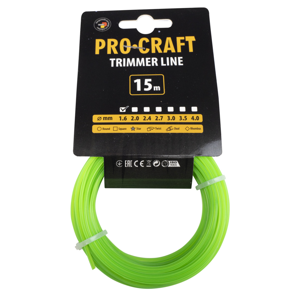 Procraft ZI-1.6/15 struna žací (1.6mm) (15m) hvězda