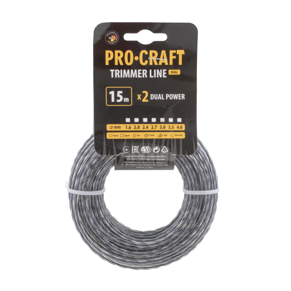 Procraft SP/J-3/15 struna žací (s výstuhou) (3mm) (15m) spirála
