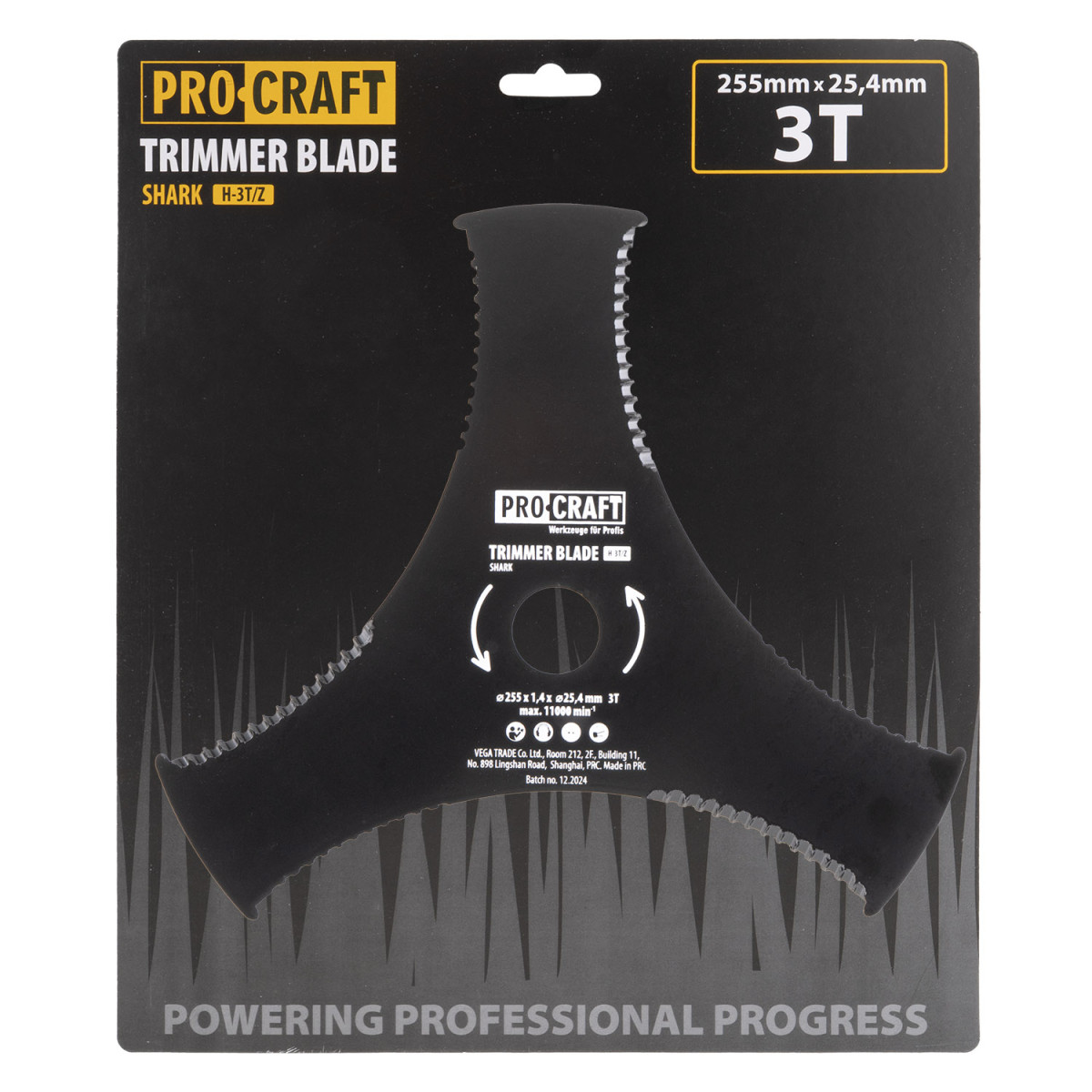 Procraft H-3T/Z nůž křovinořezu (D255*25.4) 3T vroubkovaný