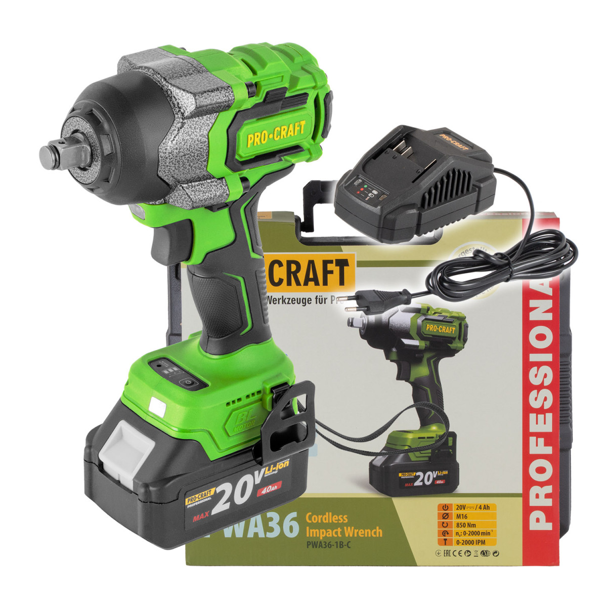 Procraft PWA36-1B-C aku rázový utahovák  PWA36 1B