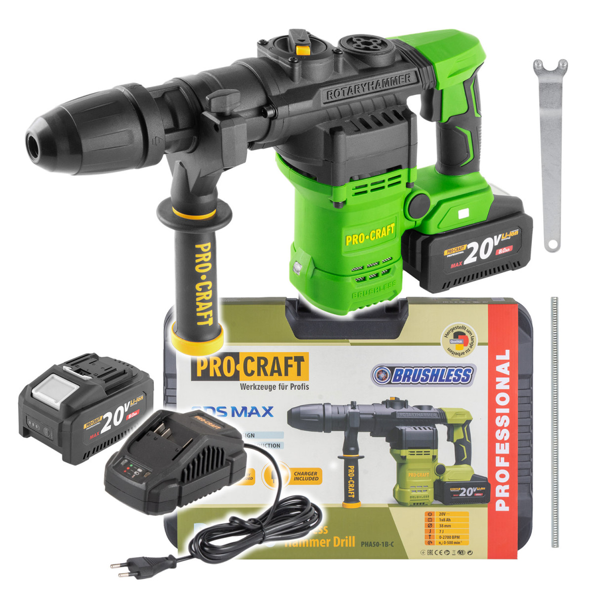 Procraft PHA50-1b-c aku vrtací kladivo    SDS MAX