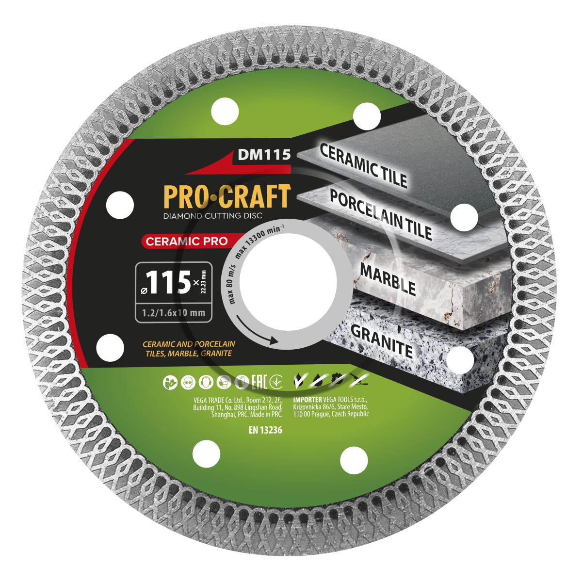 Procraft DM115 diamantový řezný kotouč Ceramic PRO
