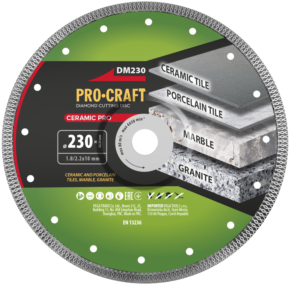 Procraft DM230 diamantový řezný kotouč Ceramic PRO