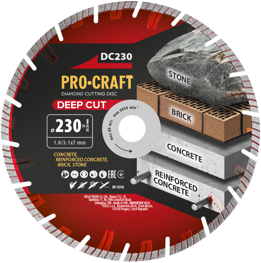 Procraft DC230 diamantový řezný kotouč Deep Cut