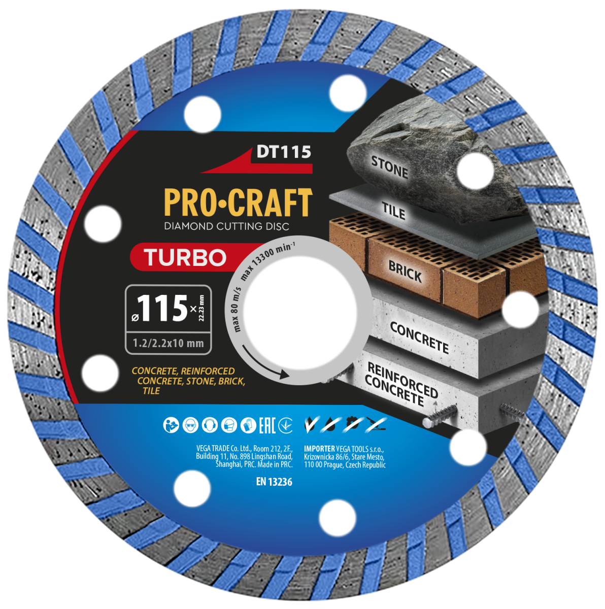 Procraft DT115 diamantový řezný kotouč Turbo