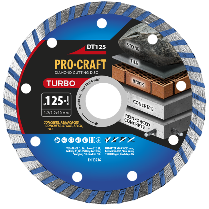 Procraft DT125 diamantový řezný kotouč Turbo