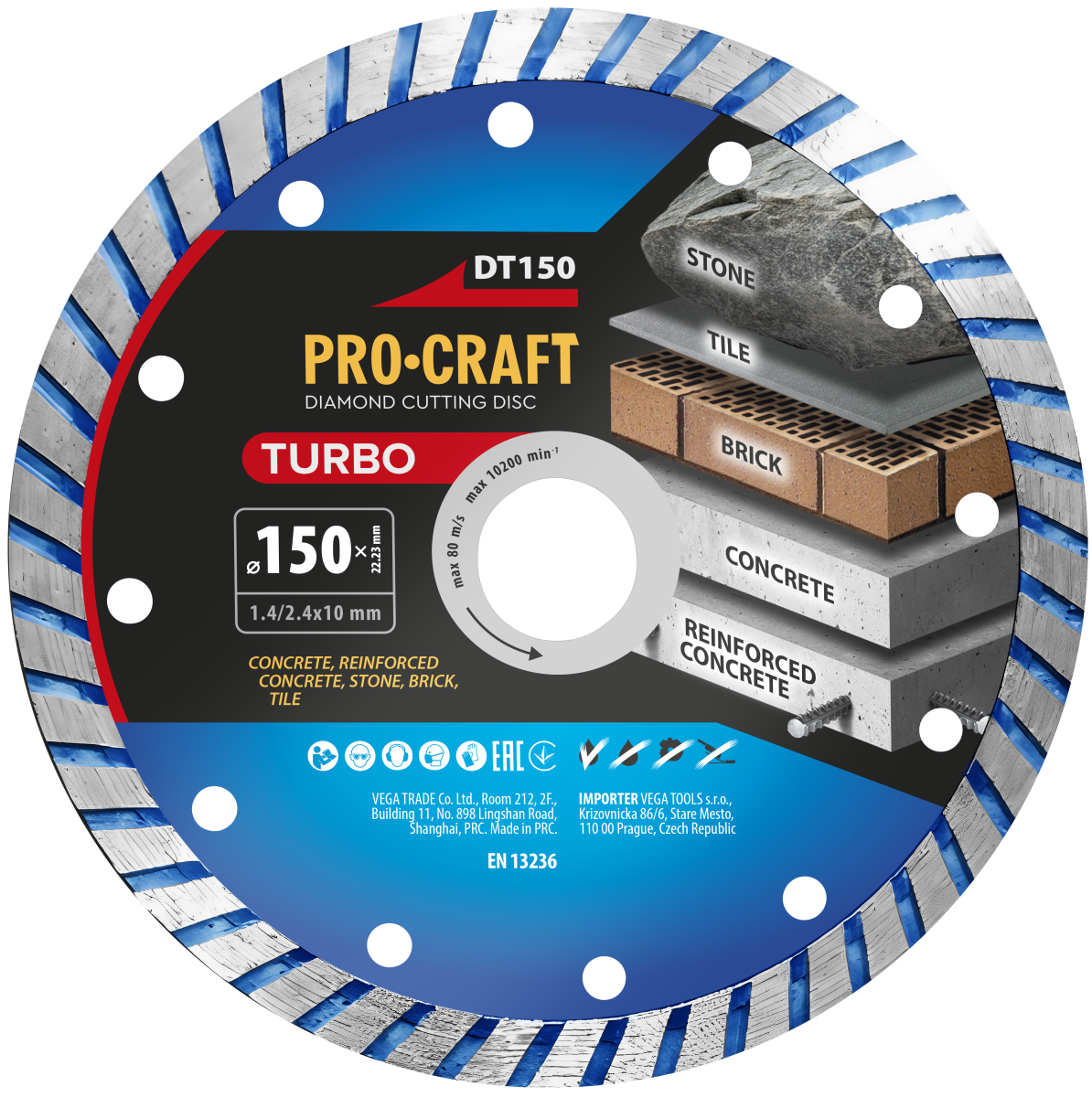 Procraft DT150 diamantový řezný kotouč Turbo