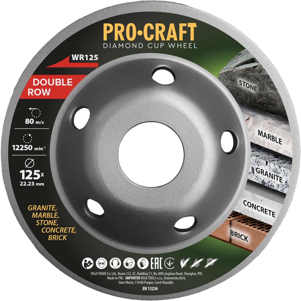 Procraft WR125 diamantový brusný kotouč (hrncový)   Double Row
