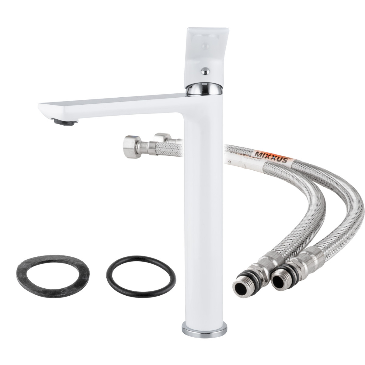 Umyvadlová baterie MIXXUS PREMIUM ALEX 001 HIGH (NUT) WHITE-CHROME, bílý-chrom