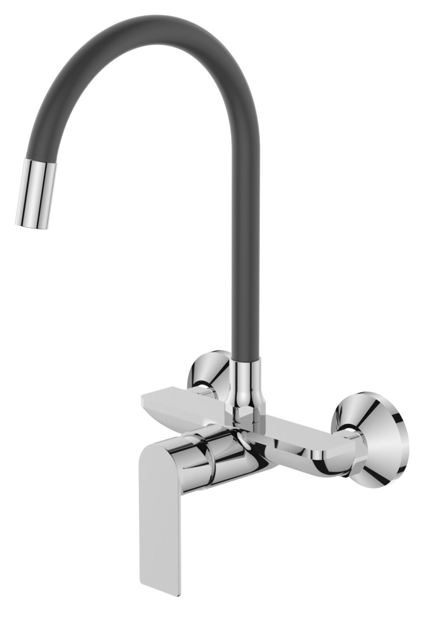 Dřezová baterie nastěnná s flexi výtokem MIXXUS PREMIUM ALEX 005 REFL.GRAY, šedá