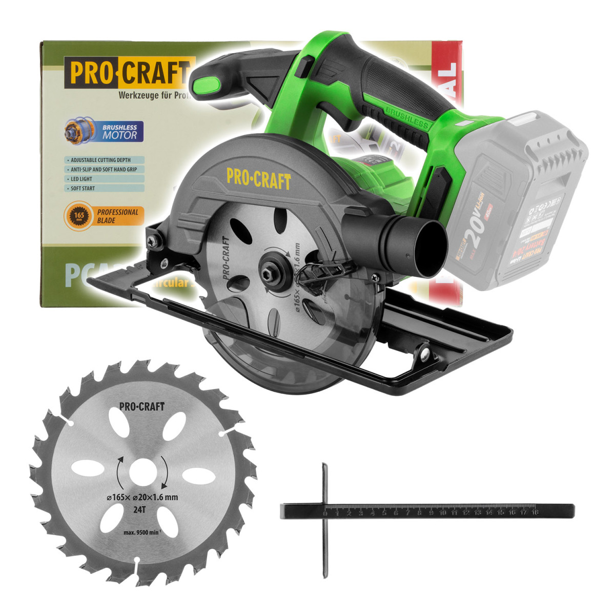 Procraft PCA32-BB aku kotoučová pila  PCA32bb (bez baterie a nabíječky)
