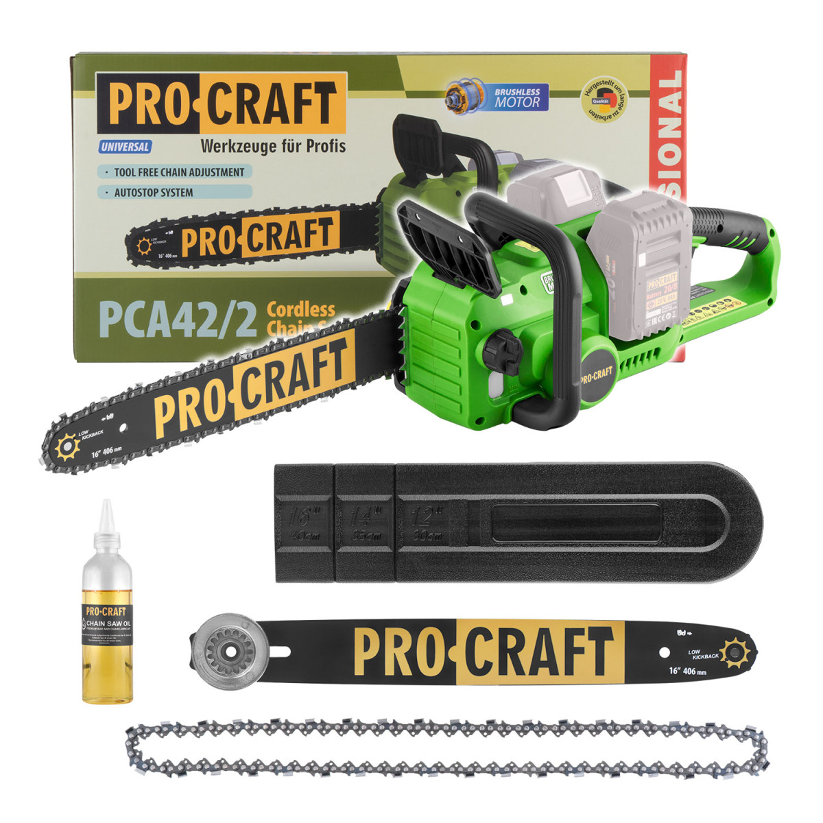 Procraft PCA42/2 aku řetězová pila   (bez baterie a nabíječky)