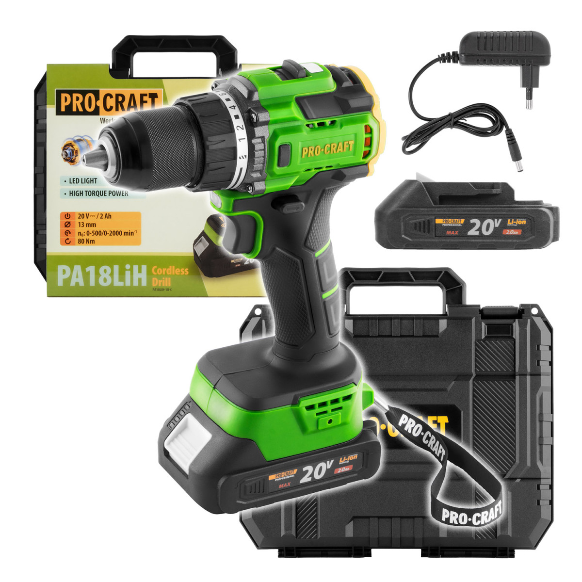 Procraft PA18LiH-1B-C aku vrtací šroubovák  PA18LiH