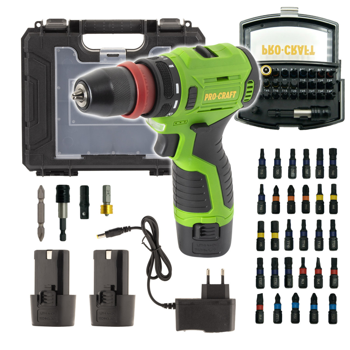 Procraft SPA12ProDFR-2b-c/BS-32 aku šroubovák  PA12Pro DFR-2b-c se sadou bitů BS-32