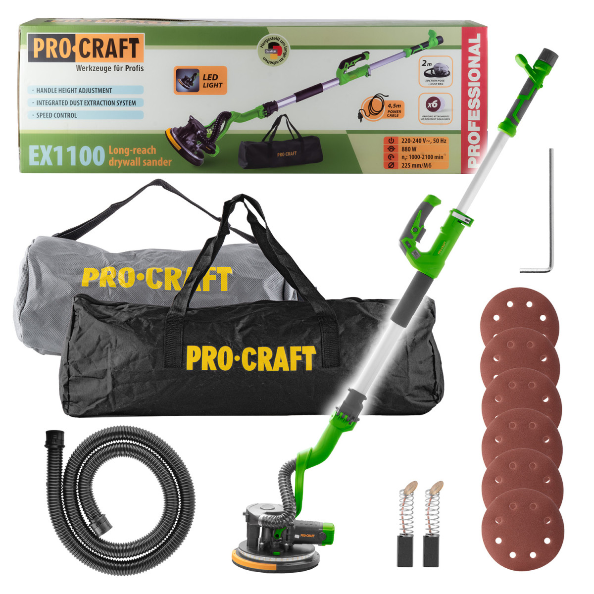 Procraft EX1100 bruska na sádrokarton s vysavačem
