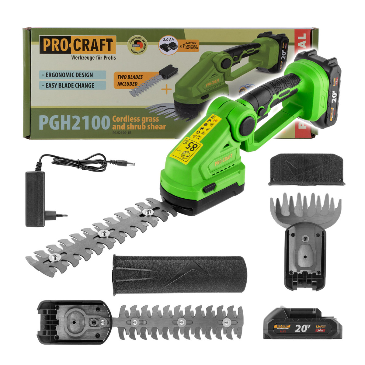 Procraft PGH2100 aku nůžky na trávu a keře