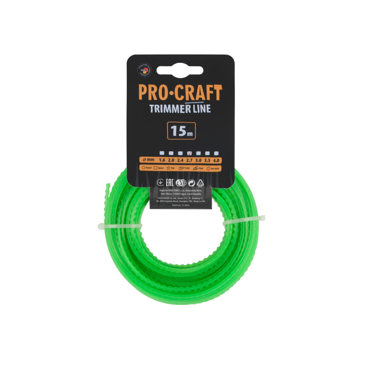 Procraft KD-2.7/15 struna žací (2.7mm) (15m) ozubená