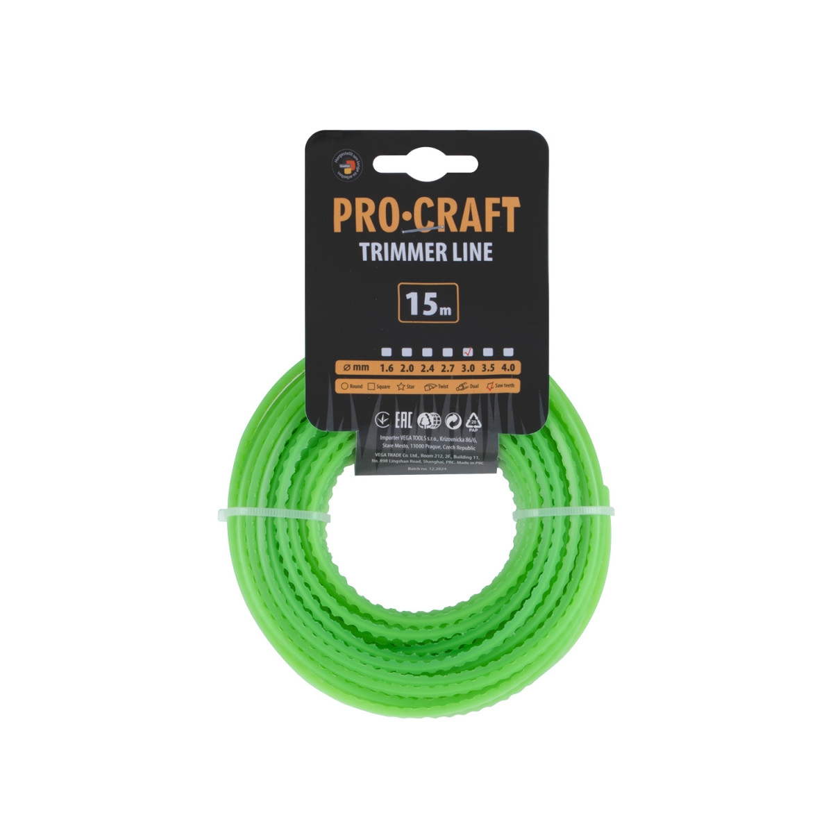 Procraft KD-3/15 struna žací (3mm) (15m) ozubená