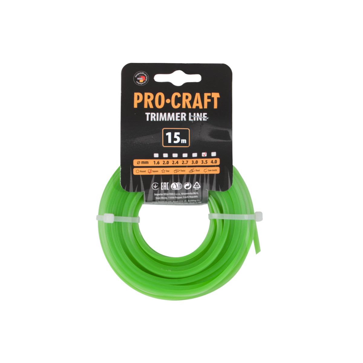 Procraft KV-3.5/15 struna žací  (3.5mm) (15m) čtverec