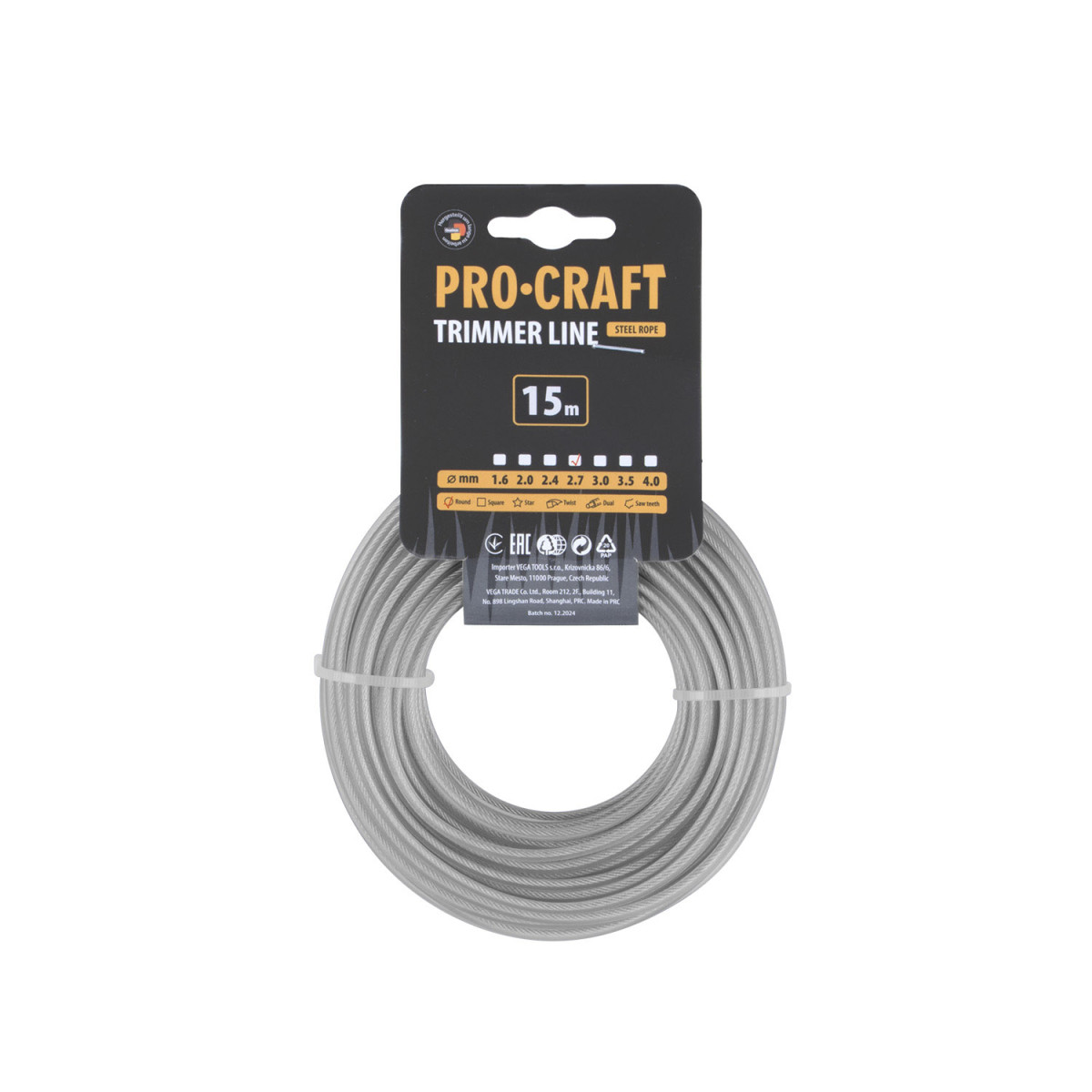 Procraft KR/AR-2.7/15 struna žací zesílená (2.7mm) (15m) kulatá