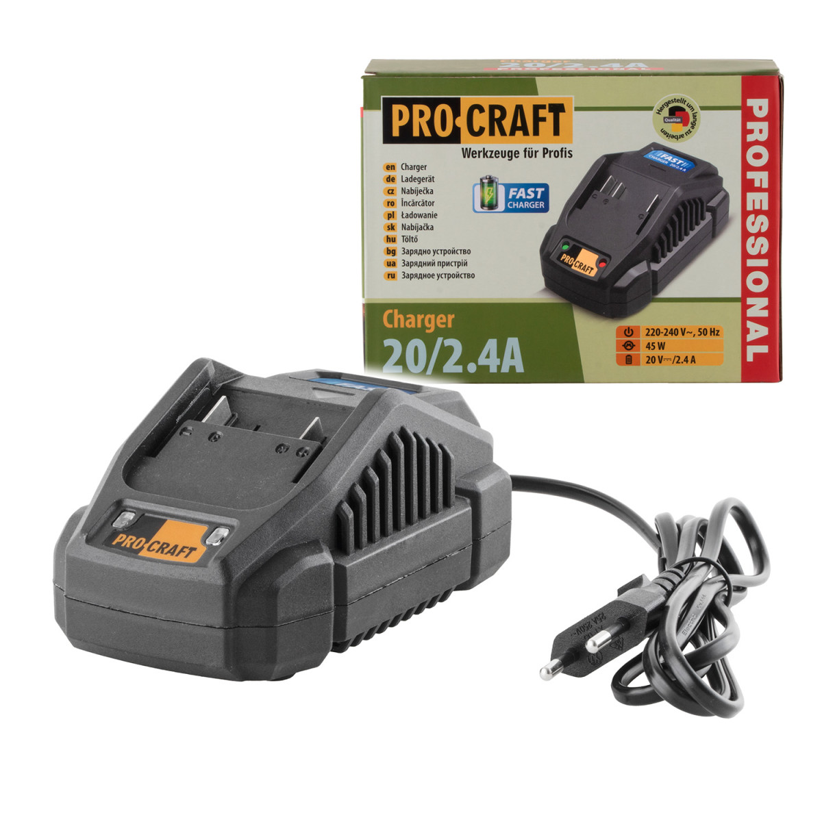Procraft 20/2.4A nabíječka pro 20V Li-ion baterie  20/2.4А Fast Charge