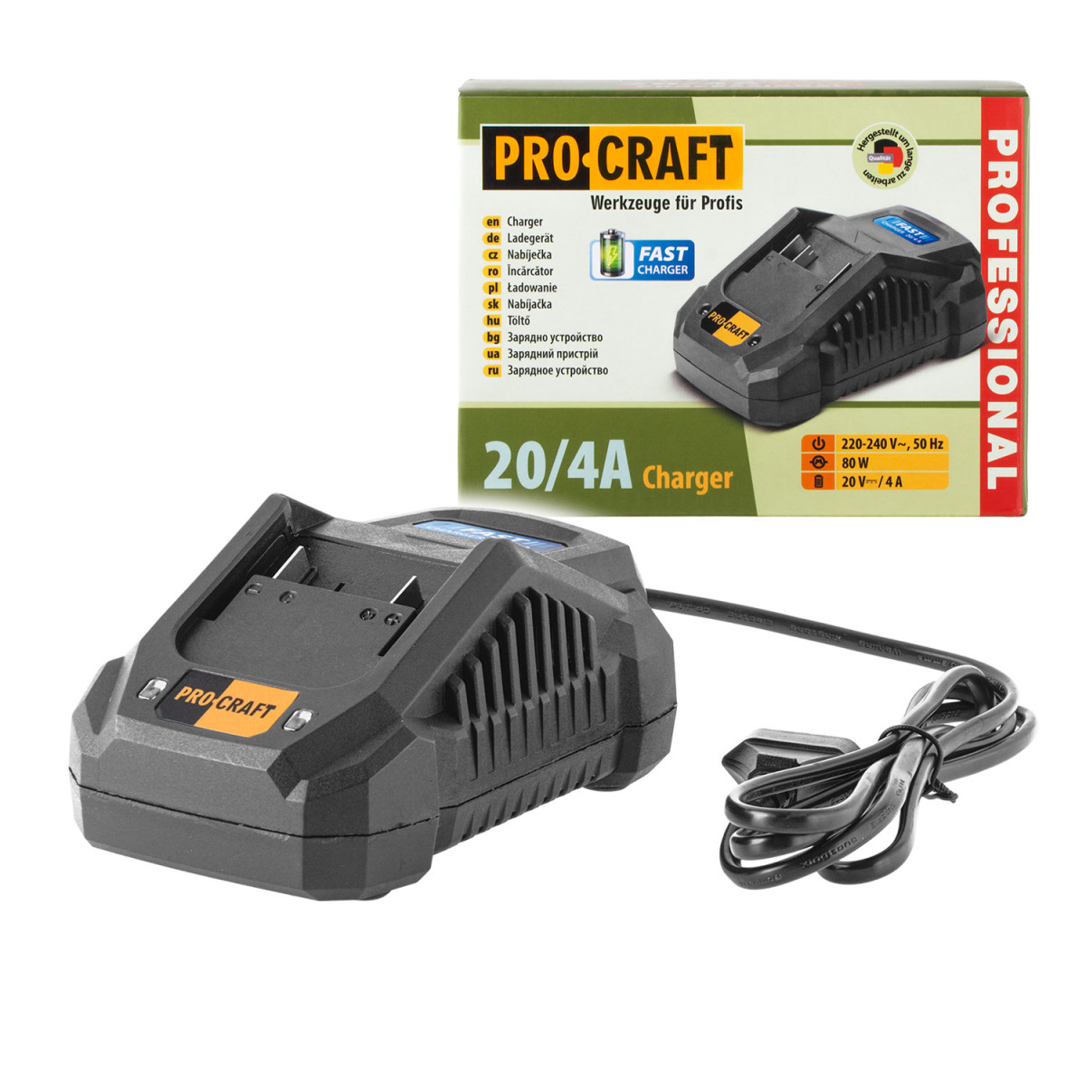 Procraft 20/4A nabíječka pro 20V Li-ion baterie  20/4А Fast Charge