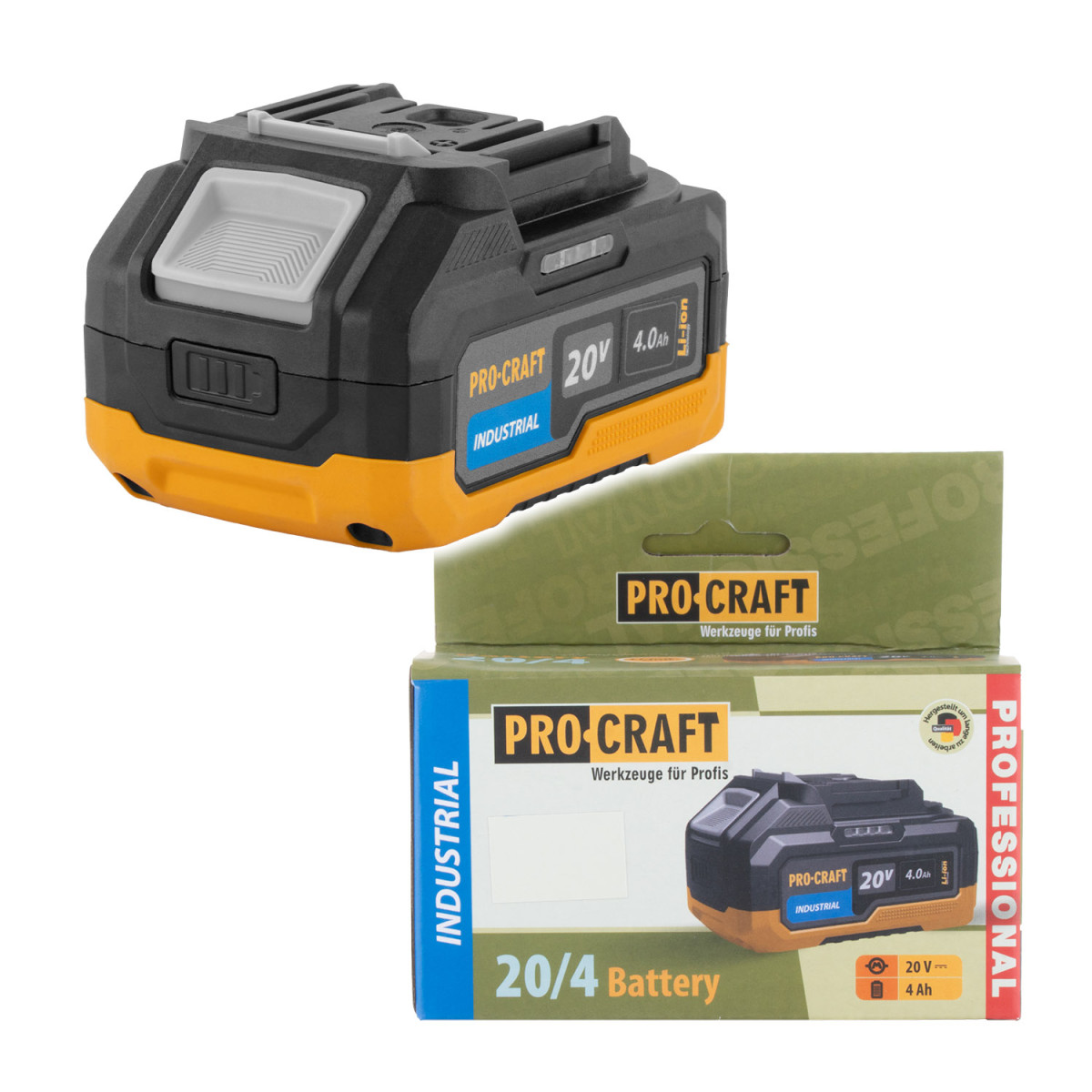 Procraft 20/4 Industrial baterie akumulátorová 20V Li-ion, 4000mAh