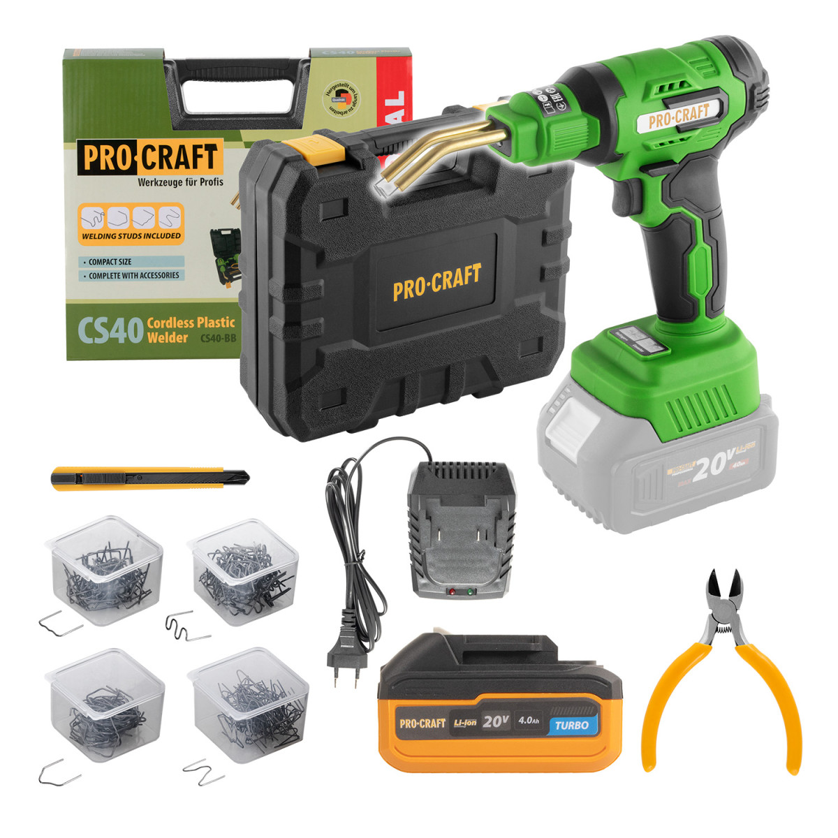 Procraft SCS40 sada aku svářečka pro plasty   + baterie 20/4 Turbo a nabíječka 20/1