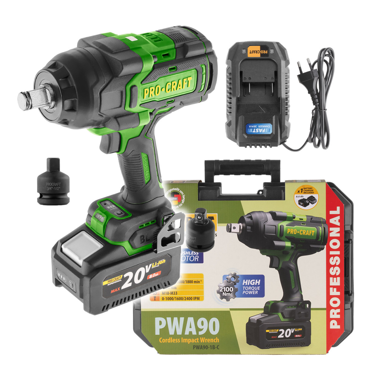 Procraft PWA90 aku rázový utahovák