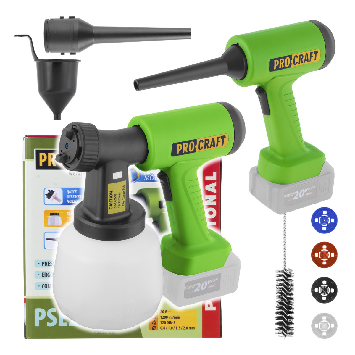 Procraft PSE22bb aku stříkací pistole   s funkcí ofukování (bez baterie a nabíječky)