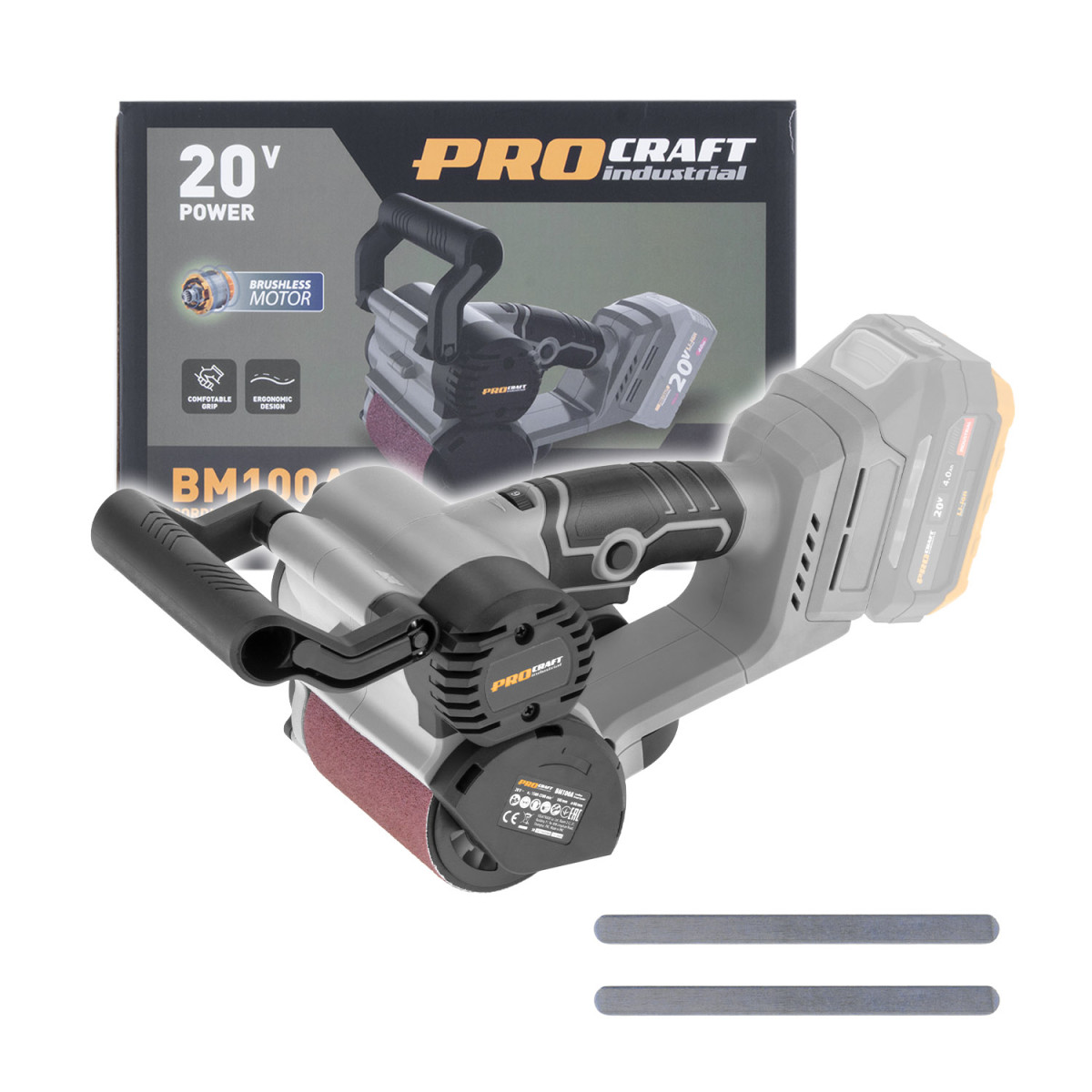 Procraft BM100A bb aku válcová (satinovací) bruska  Industrial BM100A (bez baterie a nabíječky)