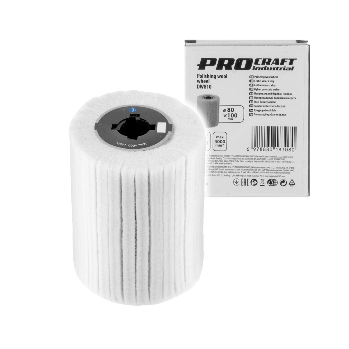 Procraft DW810 brusný válec z vlny