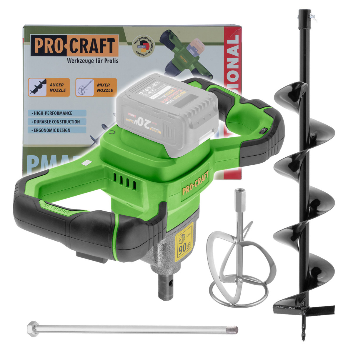 Procraft PMA20 aku zemní(půdní) vrták s přídavným nástavcem na míchání (mixér)