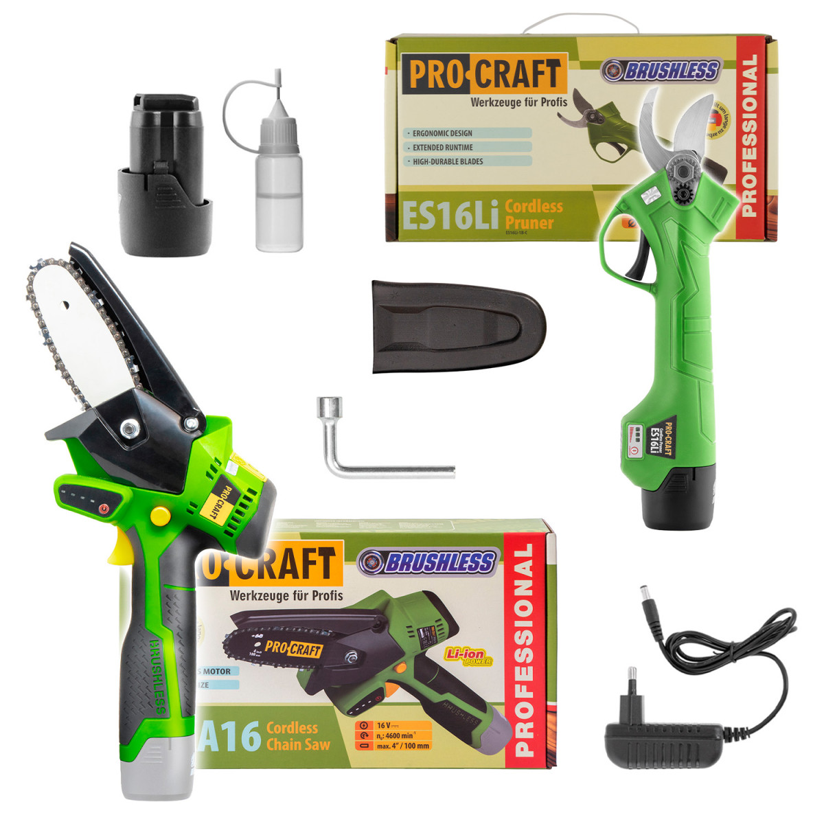 Procraft SPKA16bb/ES16Li1b sada aku ruční pilka PKA16bb a nůžky na větve ES16Li1B