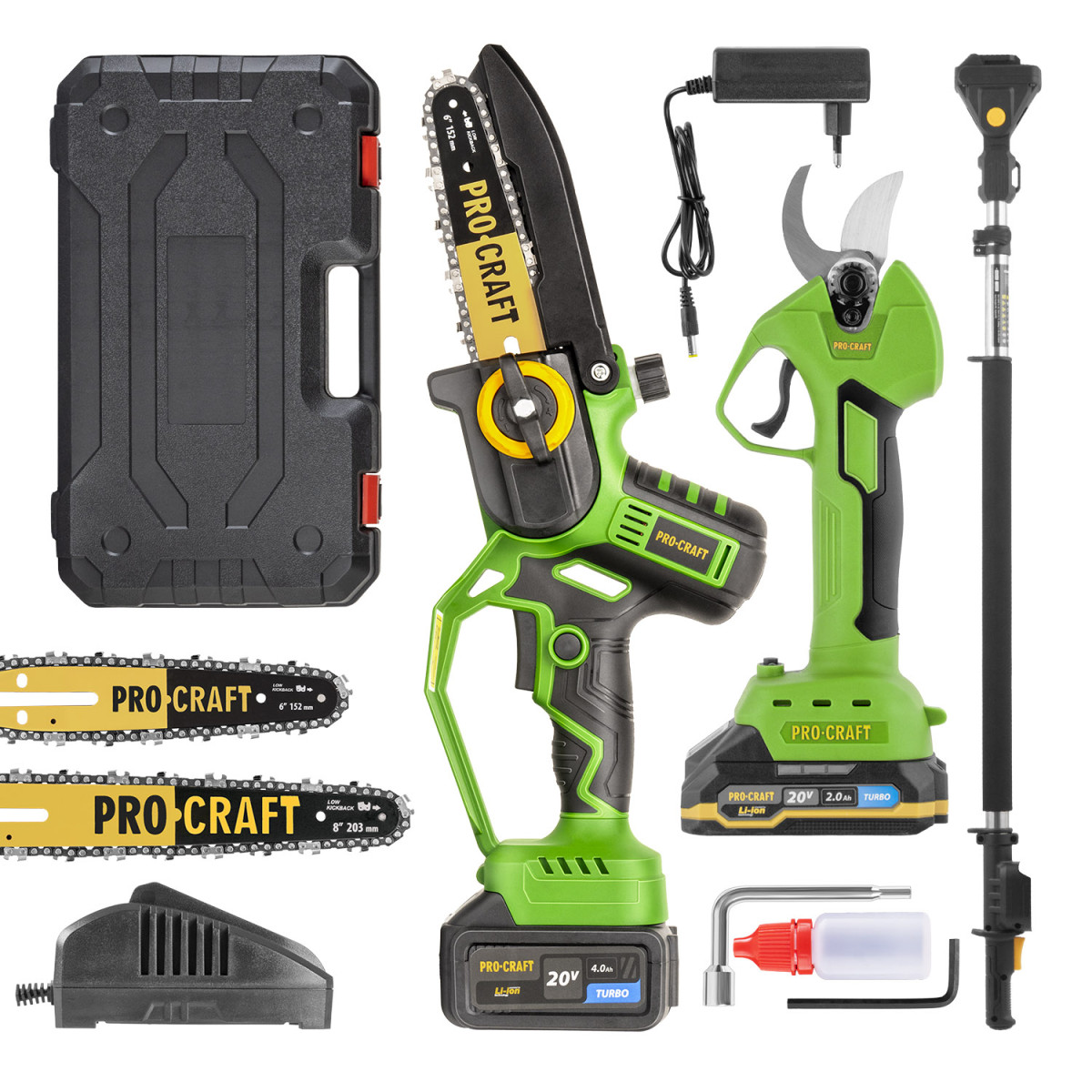 Procraft SPKA32Li/ES25Li/EP2.0 sada aku ruční pilka PKA32Li a nůžky na větve ES25Li + nástavec EP2.0R