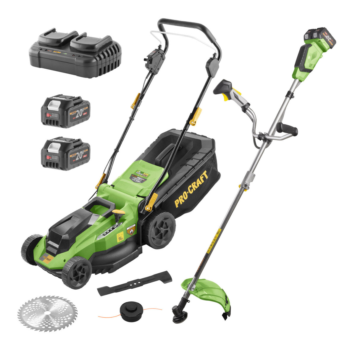 Procraft SPLM21bb/ATA40-2/20-2 sada aku sekačka PLM21bb a aku křovinořez ATA-40/2 + nabíječky
