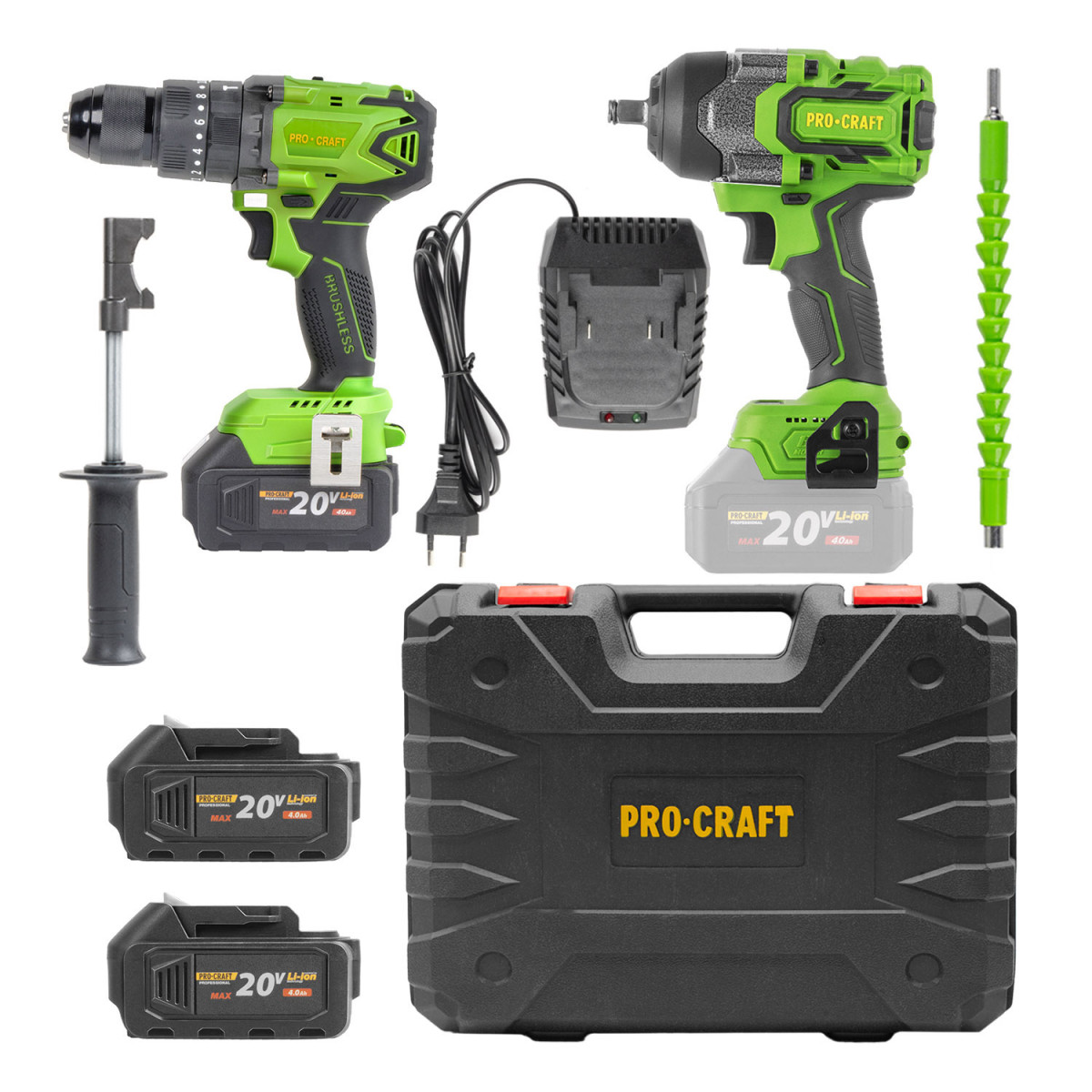 Procraft SPA18BL/PWA36bb sada aku vrtací šroubovák PA18BL a aku rázový utahovák PWA36bb
