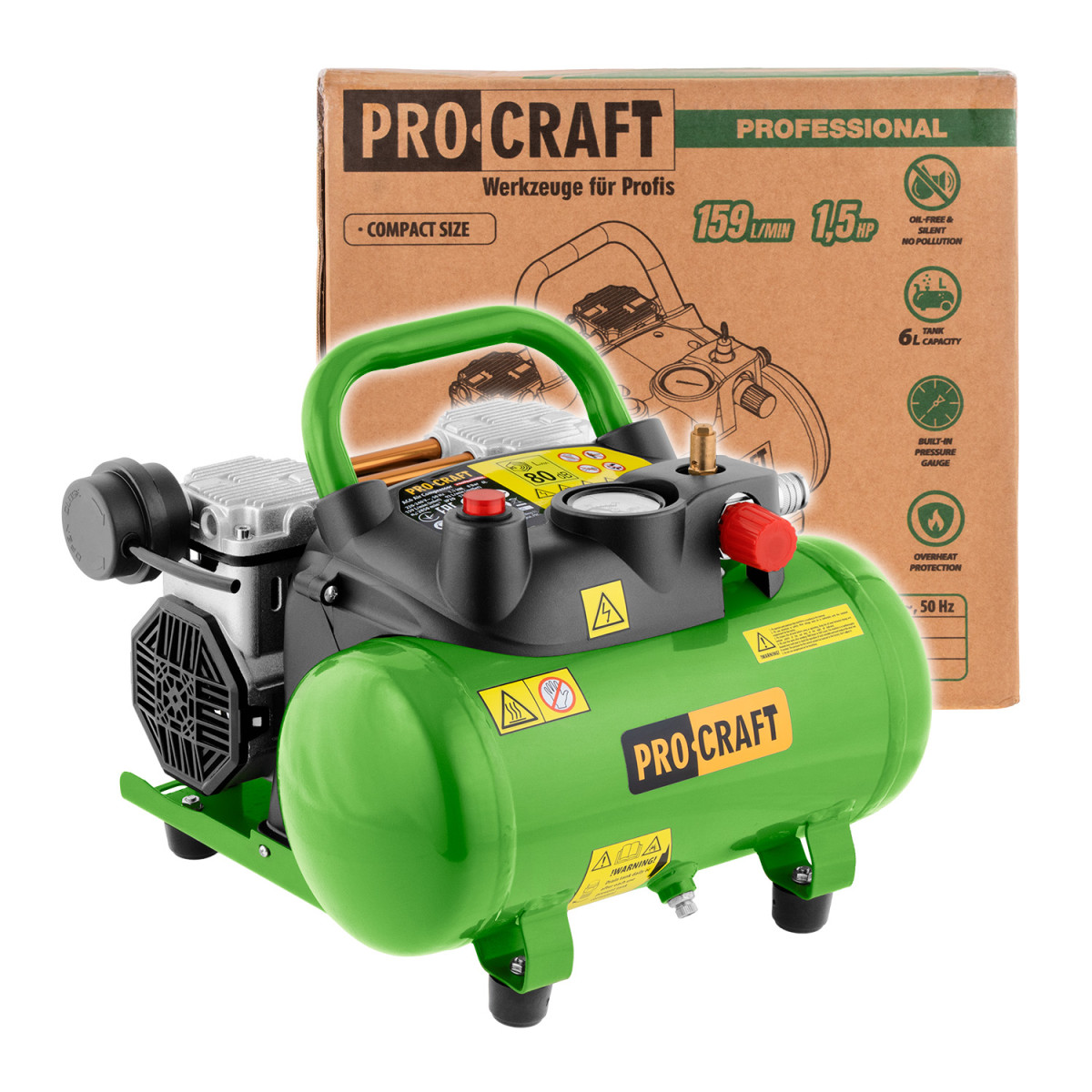 Procraft AC6 bezolejový kompresor