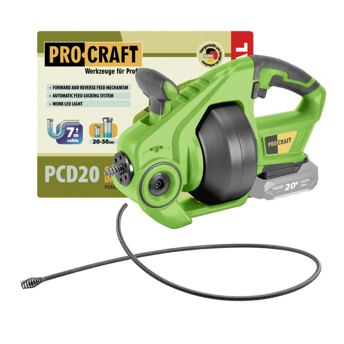 Procraft PCD20-BB aku čistič potrubí  PCD20bb (bez baterie a nabíječky)