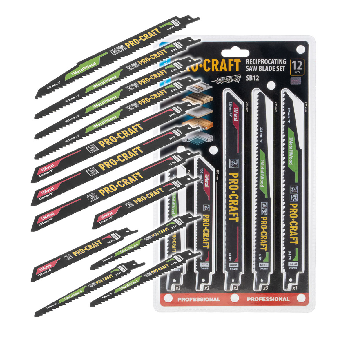 Procraft SB12 sada pilových plátků do pily ocasky