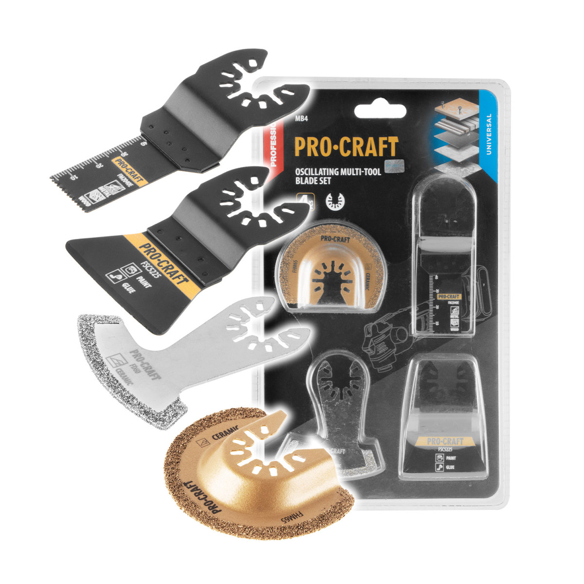 Procraft MB4 sada nástavců pro multifunkční oscilační brusku