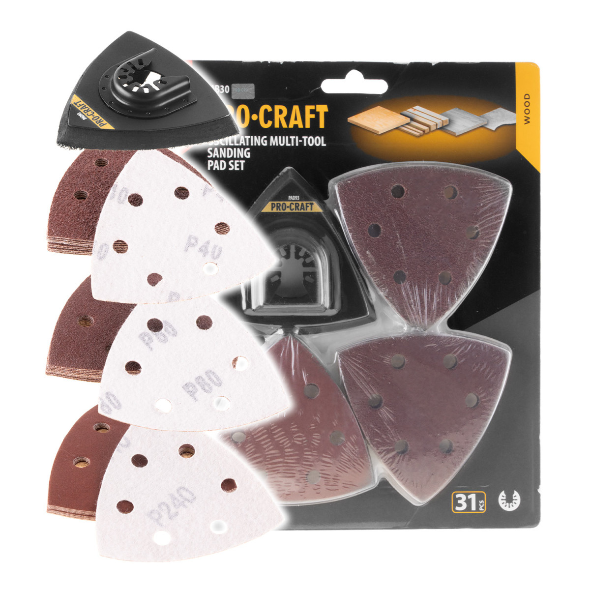 Procraft MB30 sada nástavců a brusných výseků pro multifunkční oscilační brusku
