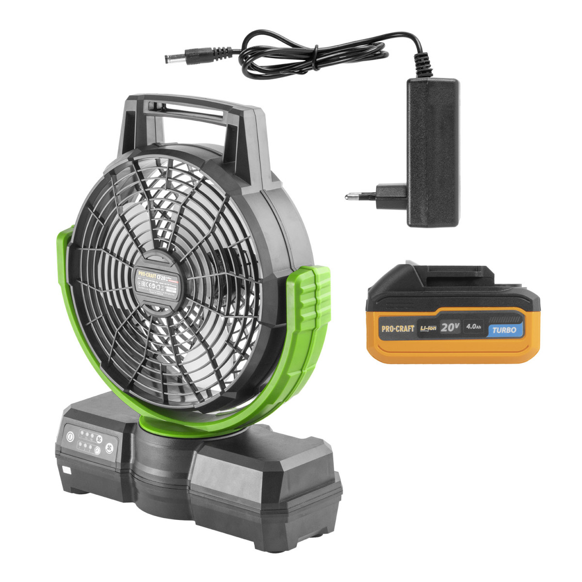Procraft SCF20 sada aku ventilátor  CF20 + baterie 20/4 Turbo a nabíječka 20/1 ATA-40