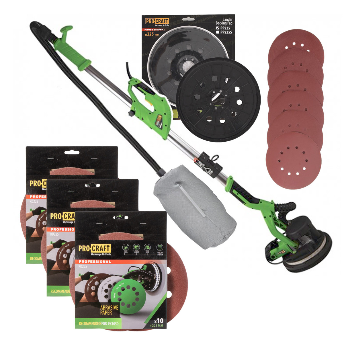 Procraft SET-EX1050 sada bruska na sádrokarton s vysavačem  EX1050 + brusné papíry