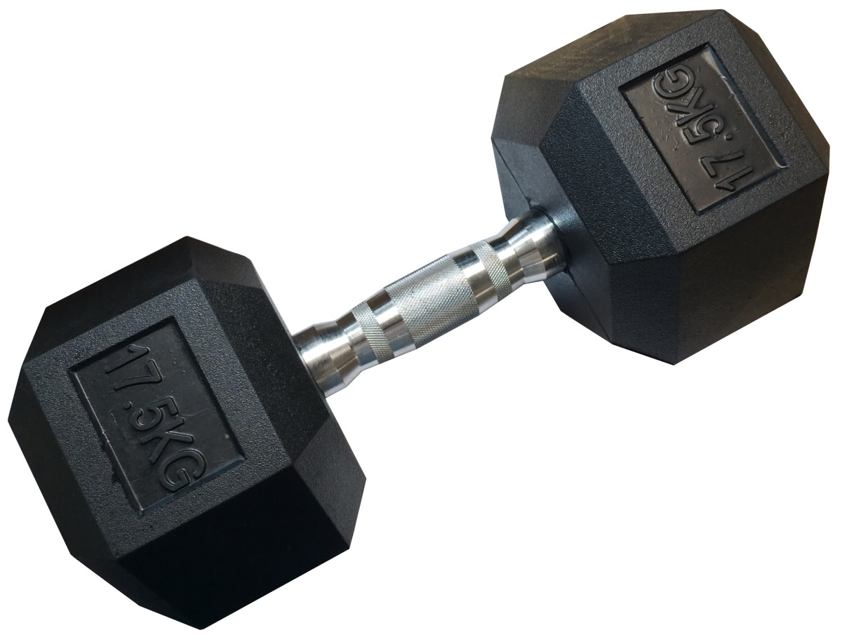KUBIsport 05-CB17/5HEX Jednoruční šestihranná HEX činka 17,5 kg pogumovaná
