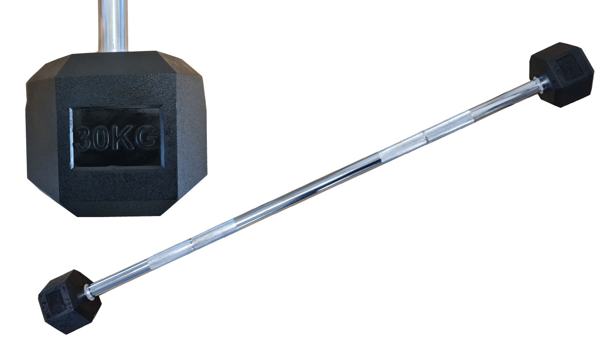 KUBIsport 05-CBOR30HEX Obouruční šestihranná HEX činka 30 kg rovná pogumovaná