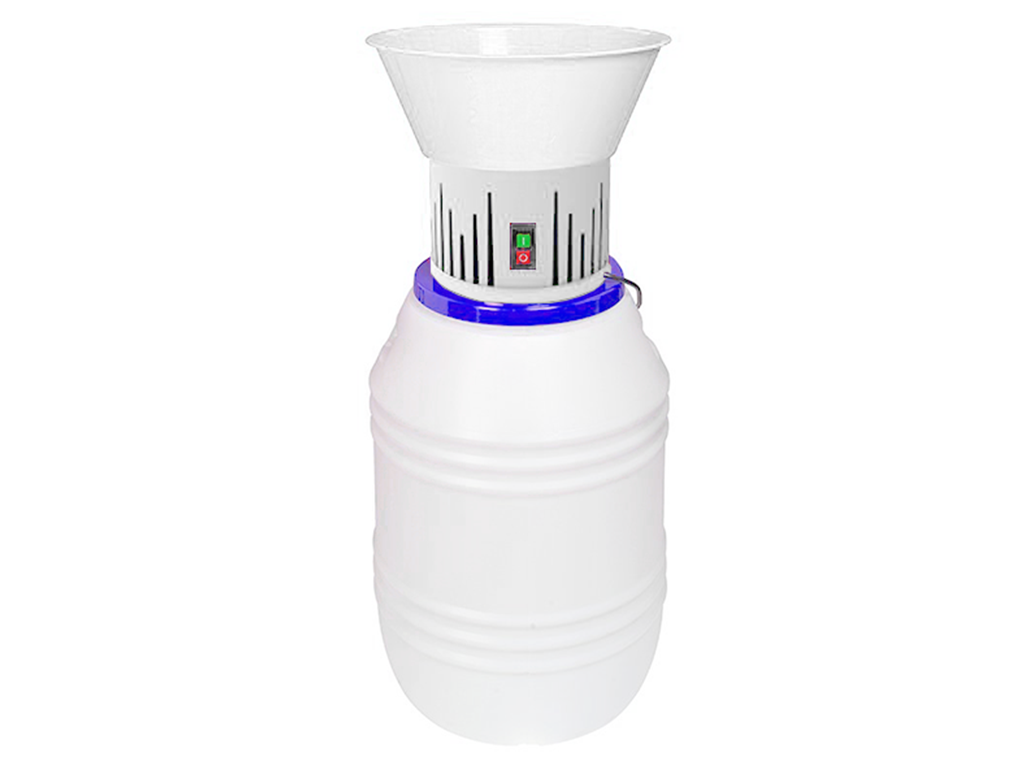 Elektrický šrotovník na obilí s barelovým zásobníkem MILL ETM BLUE - HP 1,2kW