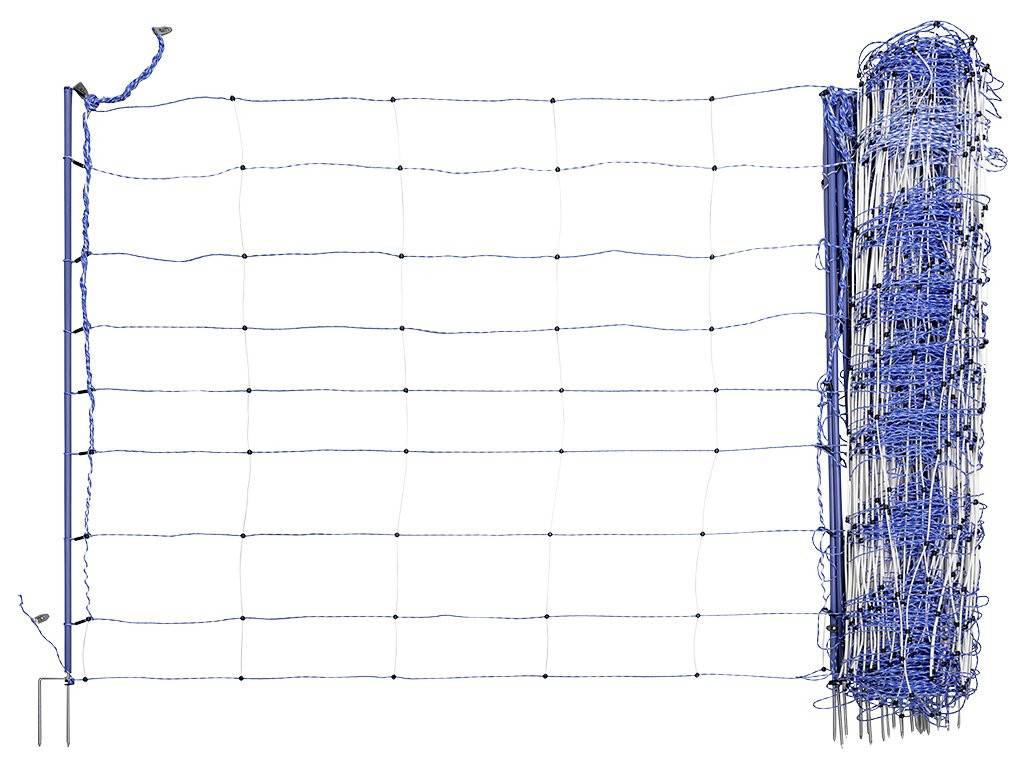 Síť pro elektrický ohradník pro ovce, kozy KERBL 27394 OVINET MAXI 122 cm x 50 m / 2 hroty, bílomodrá
